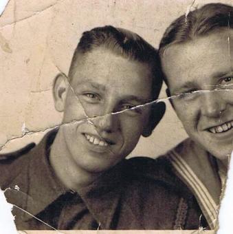 Charles Robson, No.5 Commando with unknown sailor.