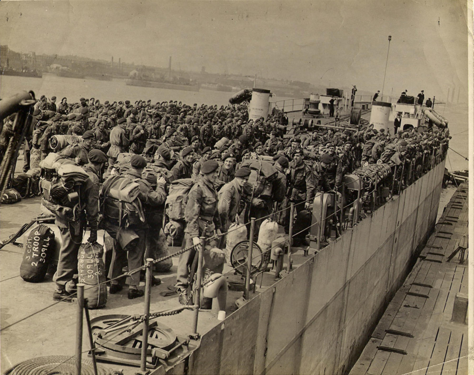 No.3 Commando on LST to Tilbury 1945