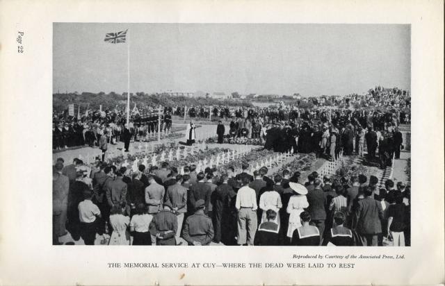 The first memorial service at the cemetery at Cuy, 2nd August 1947.