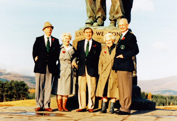 John Richard Chadwick (No.2 Cdo)(left), Florrie and Ken Hollingworth (No.4 Cdo), Dorothy ?,  and Vic Ralph (No.1 Cdo)