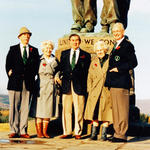 John Richard Chadwick (No.2 Cdo)(left), Florrie and Ken Hollingworth (No.4 Cdo), Dorothy ?,  and Vic Ralph (No.1 Cdo)