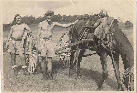 No.5 Commdos Ginger, Georgie and horse,  Fanling, 1945