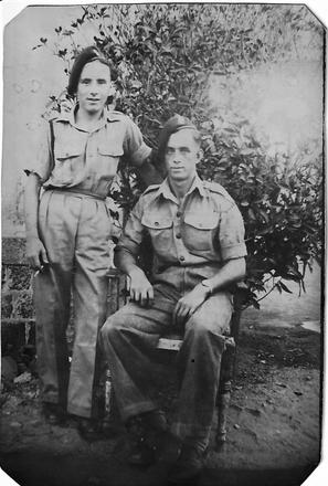 No.5 Commandos Ted Tharme and Titch Dyson our tp mascot 22nd April 1945