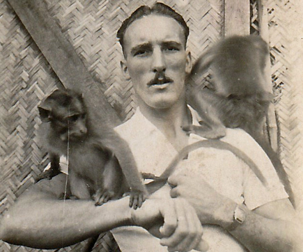 LCpl Jake 'Ginger' Ford, No.5 Commando, with monkeys Chico and Jacko