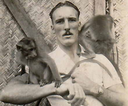 LCpl Jake 'Ginger' Ford, No.5 Commando, with monkeys Chico and Jacko