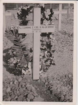 Cross at the grave of LCpl. Donald Macquarrie