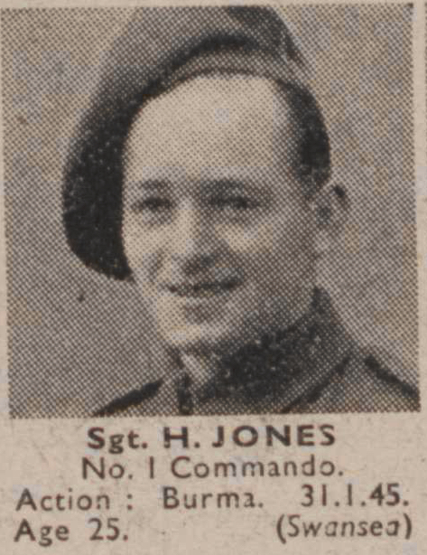 Corporal Hubert Jones, No.1 Commando kia 31/1/1945 Kangaw