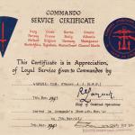 Restored Commando Service Certificate for TSM Andrew O'Marah, No.1 Cdo.
