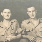 Pte Enoch Sheard (left), No.2 Commando, and another