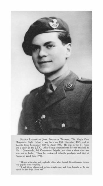 Second Lieutenant John Thursby, No.1 Commando, died of illness 18/6/1945 India