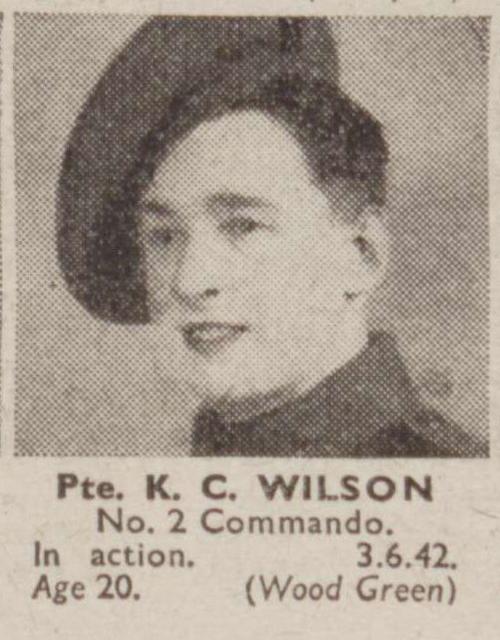 Private Kenneth Charles Wilson, No.2 Commando died 3/6/42 UK.