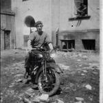 J MacGregor on motorcycle, 'A' Troop, 30 Assault Unit