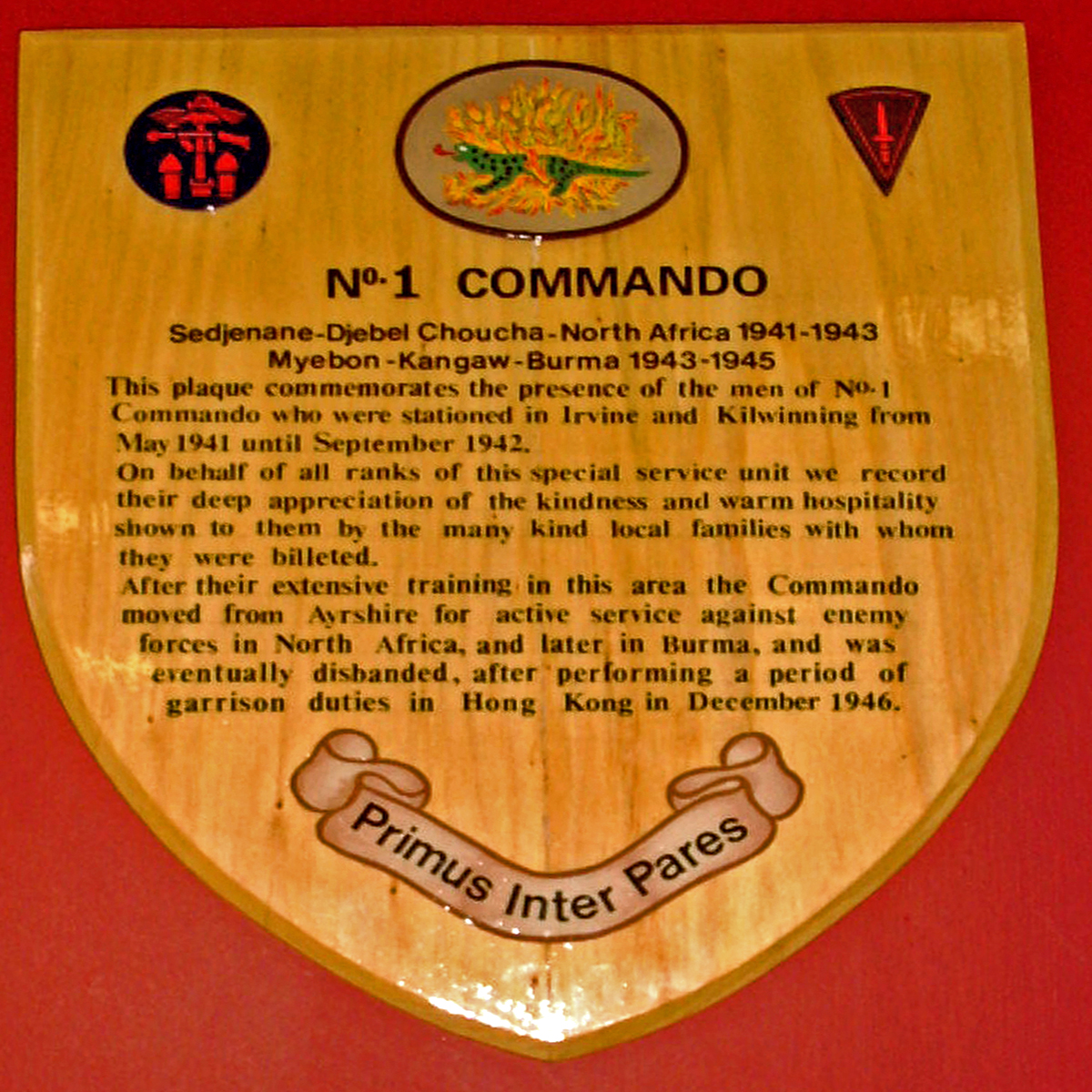 No.1 Commando plaque at Irvine library, unveiled Sept.2003
