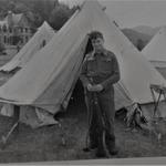 Fred Peachey No.4 Independent Coy., with sniper's rifle 1941,