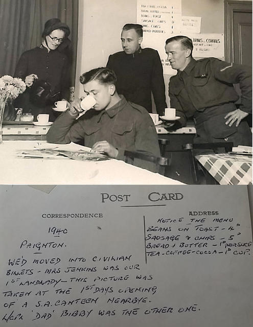 LCpl Bibby and Pte  Peachey 1940 Salvation Army canteen Paignton