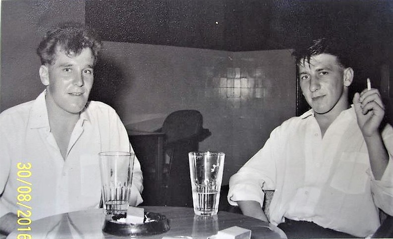 Gnr 'Taffy' Orford and Gnr Lawrence Stewart. Britannia Club Singapore 1964.