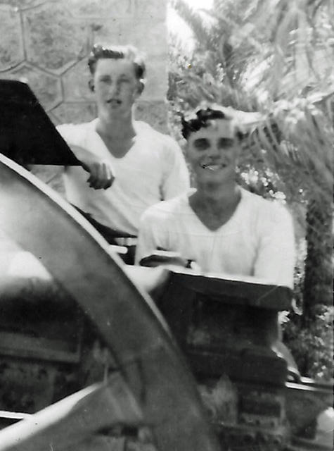 William Johnson (left) and friend Ray, 45 Cdo. Castle Club Tripoli, circa late 1940s.