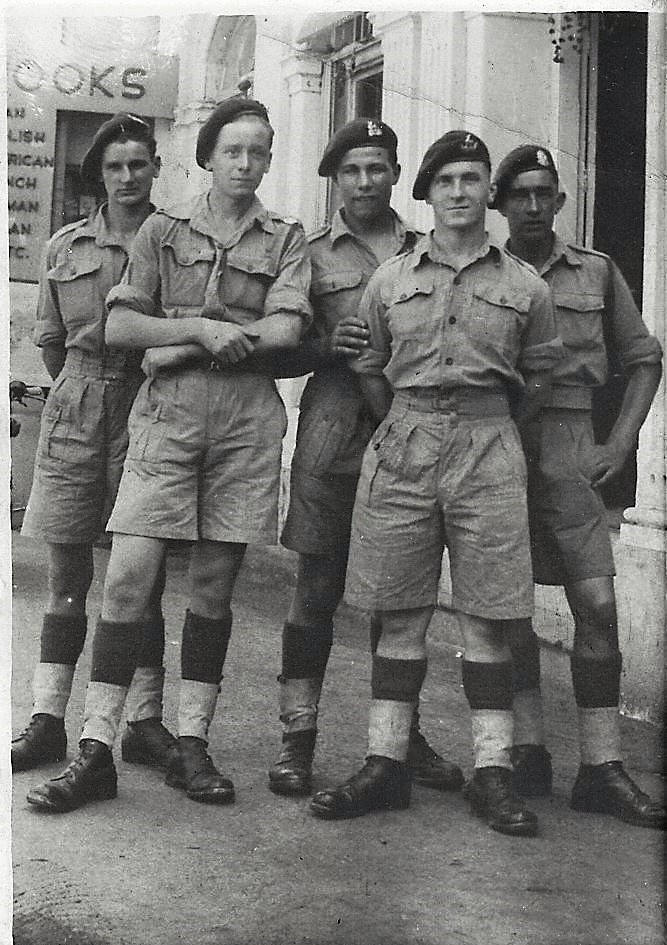 Terry Duddy, front right, and fellow No.5 Commandos, Bombay