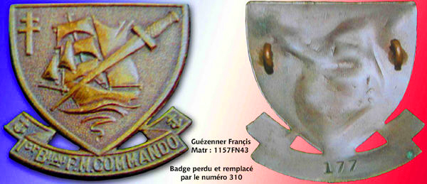 Badge 177 - Francis Hyacinthe Auguste Guezennec