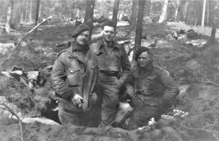 No.6 Cdos., 'Taffy, Scotty & Paddy' during a lull in fighting on the River Wesser, 1945