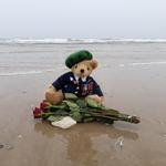 Flowers and tribute on the beach