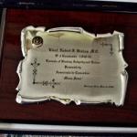 Plaque presented to Lt Bob Bishop MC