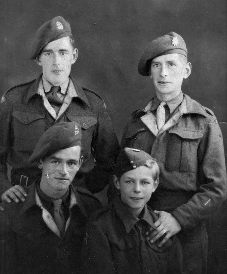 Albert Unwin (No.4 Cdo) and his brothers at the end of the war
