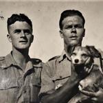 Ron Scott (with dog) and pal, No.9 Commandos
