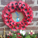 Wreath at St Martinus Churchyard Linne for LCpl Harden VC