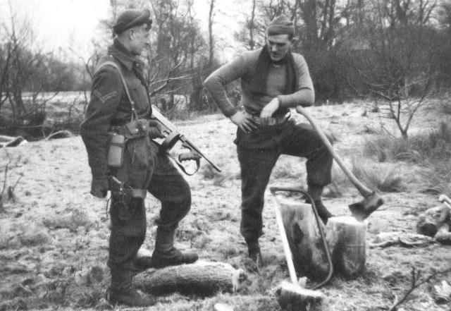 Fred Senior and unknown on a farm in Arran 1940