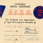 Reg Coy Commando Service Certificate