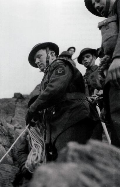 Polish Commandos undergoing cliff top assault training- Cornwall.