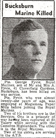 Marine George Fyvie, 46RM Commando kia 25 August 1944 Beuzeville. 