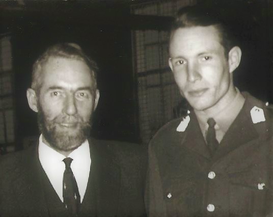 Major (Ret'd) Ken Waggett (No.5 Cdo) at his son's Commissioning Parade 1971