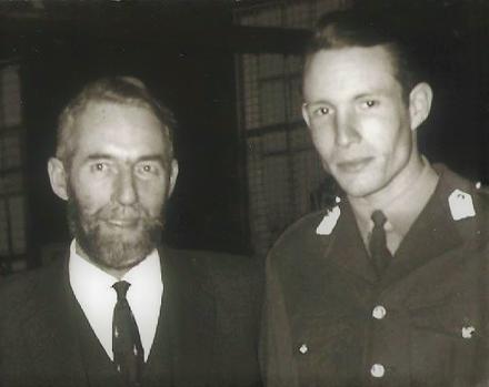Major (Ret'd) Ken Waggett (No.5 Cdo) at his son's Commissioning Parade 1971