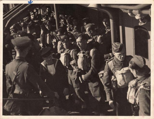 Some of No.1 Cdo., undergoing training on board either Prince Leopold or Princess Beatrix.
