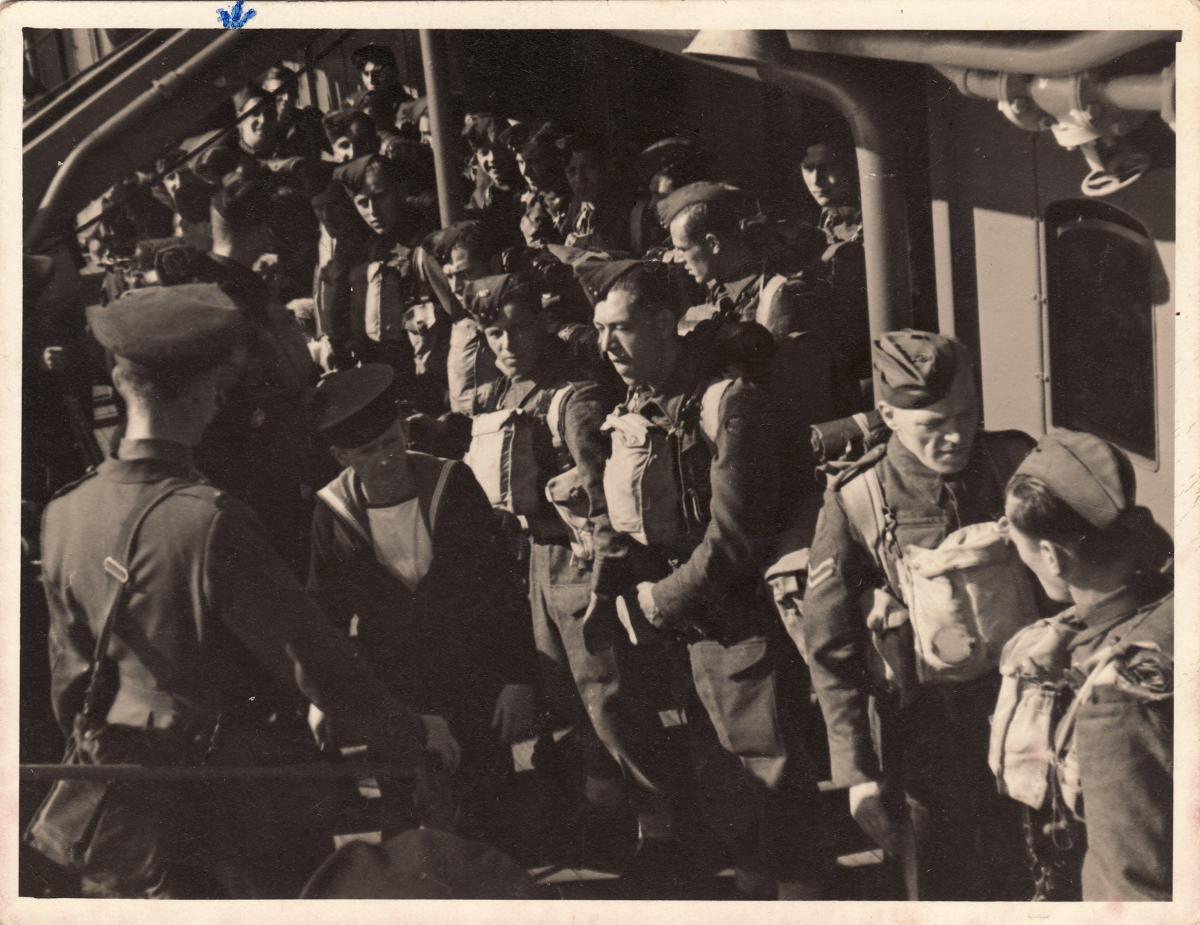 Some of No1 Commando undergoing training, photo taken on board either Prince Leopold or Princess Beatrix.