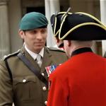 Lt Col Tom Salberg, MBE, inspects the In-Pensioners