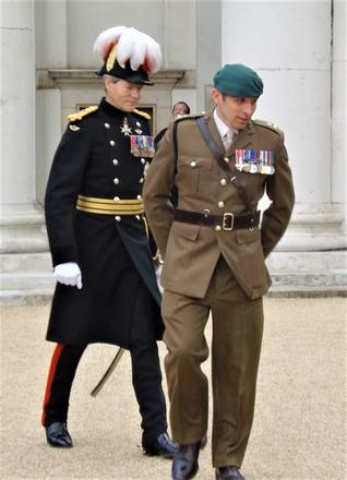 Lt Col Tom Salberg, MBE inspecting the In-Pensioners