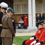 Lt Col Tom Salberg, MBE inspecting the In-Pensioners