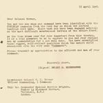 Letter to Lt Col. Tom Trevor, CO No.1 Cdo, from Dwight Eisenhower, 15 Apr '43
