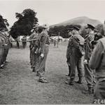 Brig. General Lucian King Truscott Jr. accompanied by  Lt Colonel Charles Vaughan and Capt. Joy, inspects the CBTC Instructors