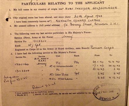 Extract of Service of Kurt Theodor Goldschlager No.10 Cdo.