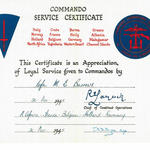 Cdo. Service Certificate for Cfn. Burrows, No.3 Commando