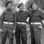 Cpl. Walter Gibbs (centre) and 2 others, 40RM Cdo., Corfu.