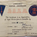 Commando Service Certificate Tpr. J.D. Barlow No.3 Cdo.