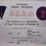 Ronald  Young Commando Service certificate