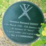 Alrewas plaque for Terence 'Terry' Duddy, No.5 Commando.