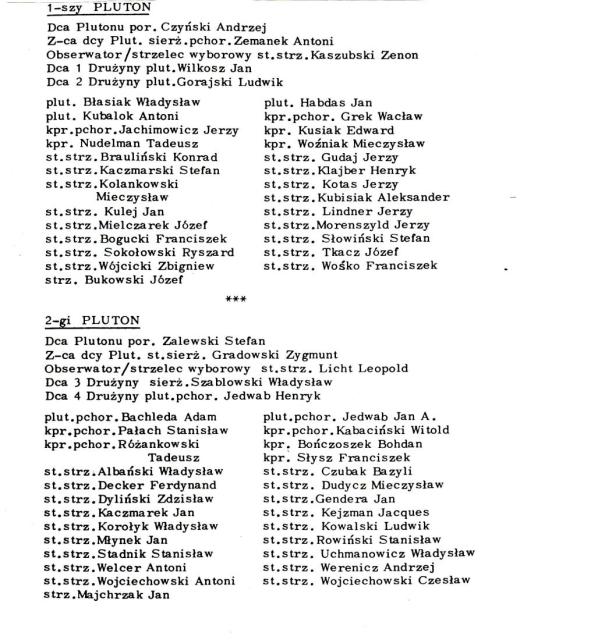 Platoon listings for 6 Troop 10 (IA) Commando.