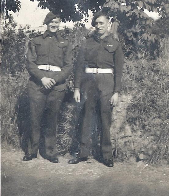 Tommy 'Paddy'  Sleith (on the right), No.9 Commando, and another